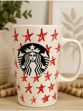 Starbucks 2014 Red Star Siren Logo 16 oz Ceramic Mug